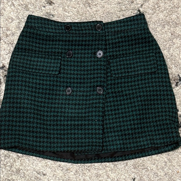 TWEED Forever 21 Dark Green Checkered Mini Skirt - Picture 3 of 10